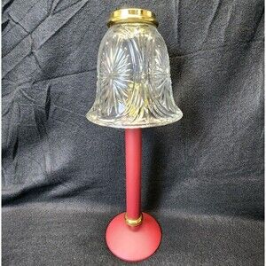 Vintage PartyLite Stratford Burgundy Candle Lamp With Glass Shade Rare